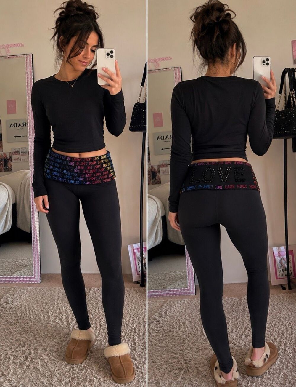 VS PINK rainbow bling yoga legging